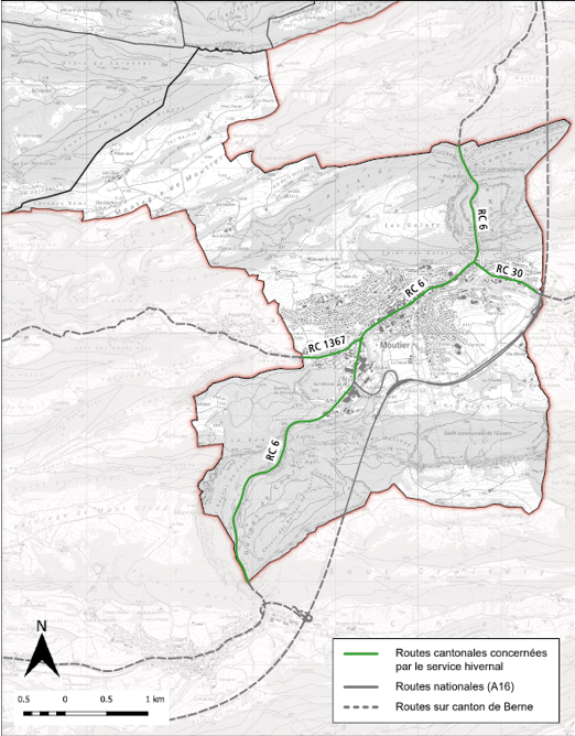Routes cantonales concernées par le service hivernal